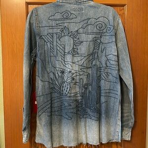 Lucky Brand embroidered denim shacket
